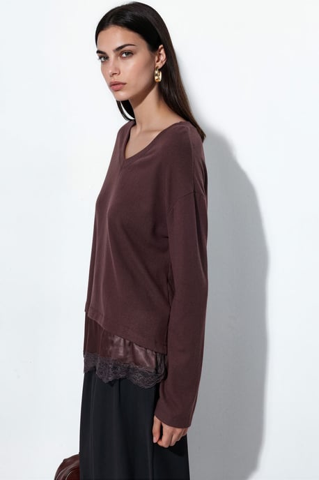 Damen V-Ausschnitt Strickpullover - Image 2