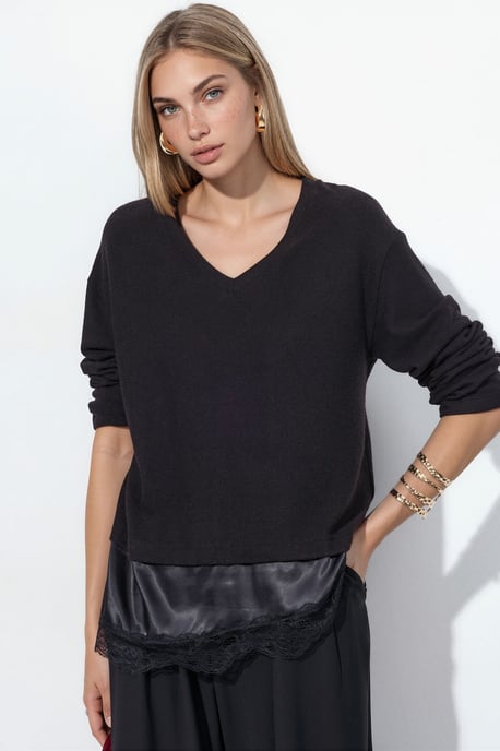 Damen V-Ausschnitt Strickpullover - Image 1