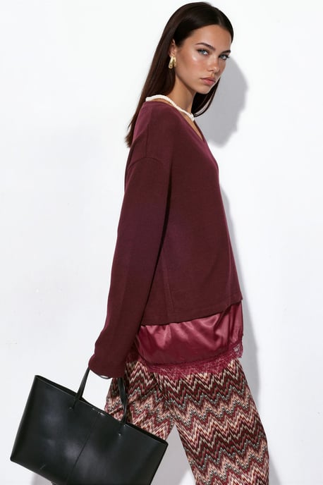 Damen V-Ausschnitt Strickpullover - Image 2