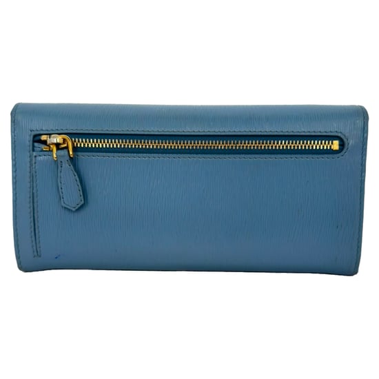Prada Vitello Move Klapp-Continentalwallet aus blauer Leder - Image 4