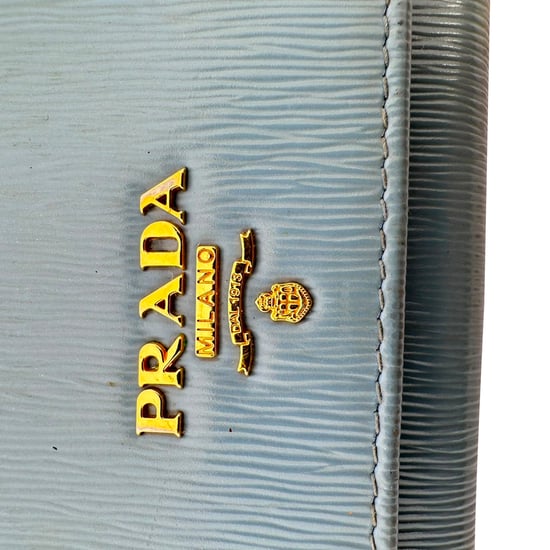 Prada Vitello Move Klapp-Continentalwallet aus blauer Leder - Image 5