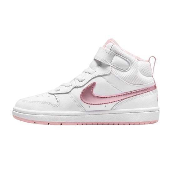 Nike - "Court Borough" Swoosh High Tops für Kinder, Leder (Weiß/Pink) - Image 3