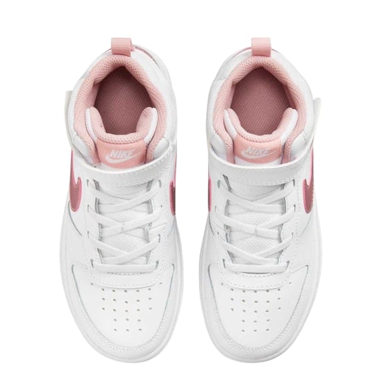 Nike - "Court Borough" Swoosh High Tops für Kinder, Leder (Weiß/Pink) - Image 4