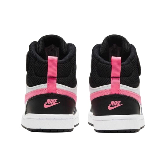 Nike - "Court Borough" Swoosh High Tops für Kinder, Leder (Weiß/Pink/Schwarz) - Image 2