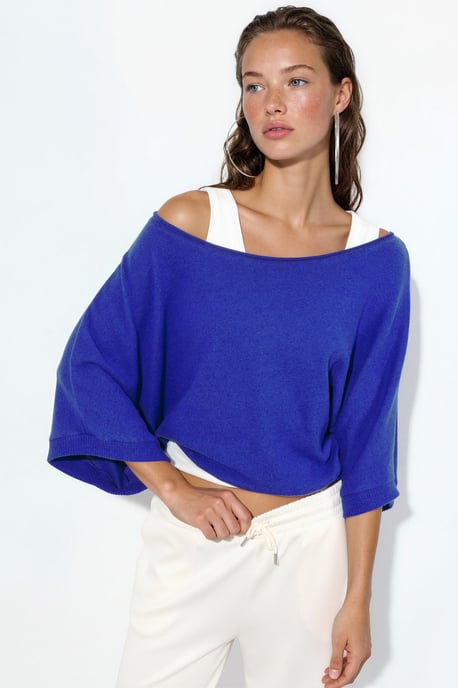 Damen Rippstrick Rundhalsausschnitt Pullover - Image 1