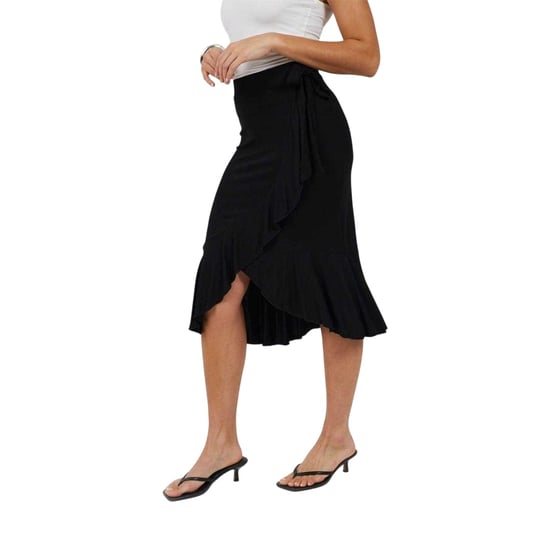 Brave Soul - Midirock für Damen, Wickel, Jersey (Schwarz) - Image 1