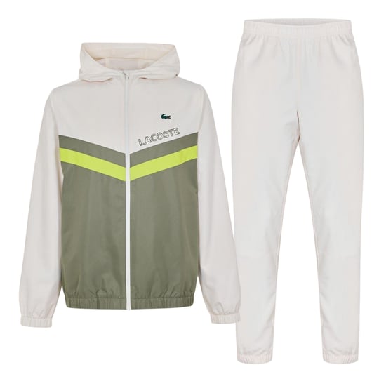 Lacoste - Trainingsanzug für Herren, Taft (Weiß/Khakigrün) - Image 1