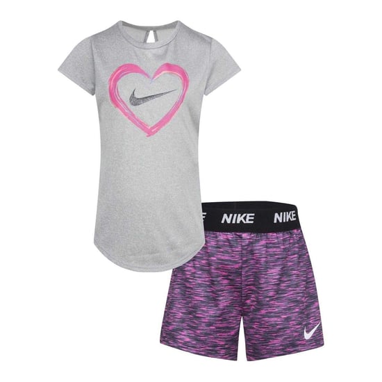 Nike - T-Shirt und Shorts für Mädchen, kurzärmlig (Grau/Pink) - Image 1