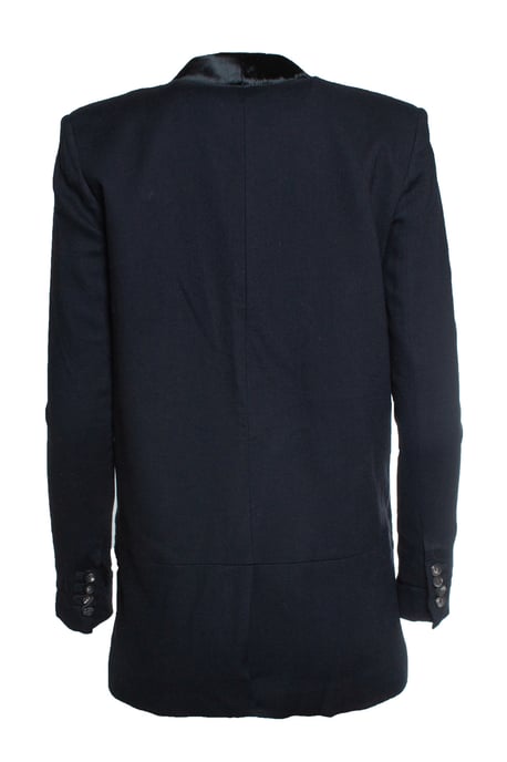 Helmut Lang, blauer Blazer mit Ponyfellbesatz - Image 3