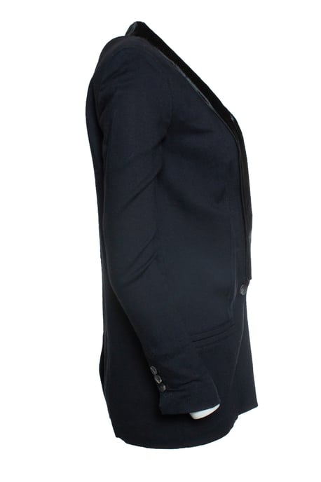 Helmut Lang, blauer Blazer mit Ponyfellbesatz - Image 4