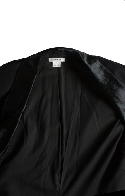 Helmut Lang, blauer Blazer mit Ponyfellbesatz - Image 6
