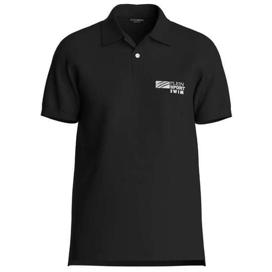 Kurzarm-Kragen-Logo-Polohemd in Schwarz - Image 1