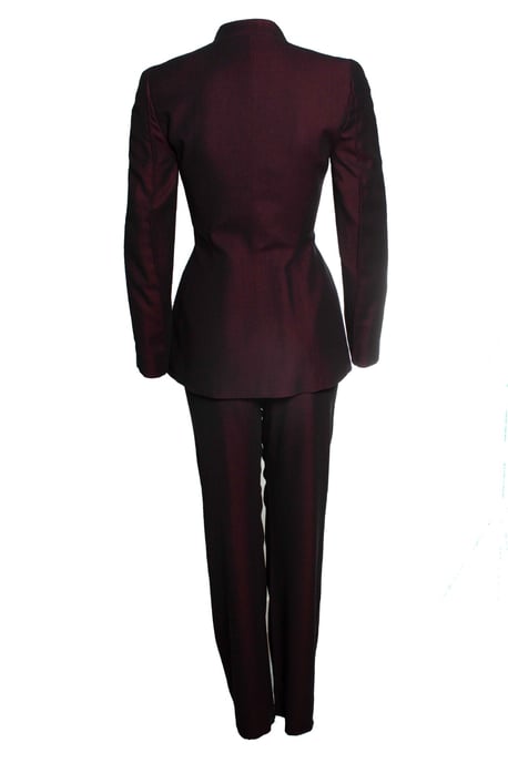 Thierry Mugler Anzug aus burgunderfarbenem Mischgewebe - Image 2