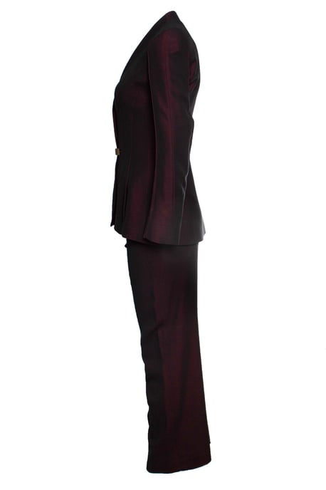 Thierry Mugler Anzug aus burgunderfarbenem Mischgewebe - Image 5