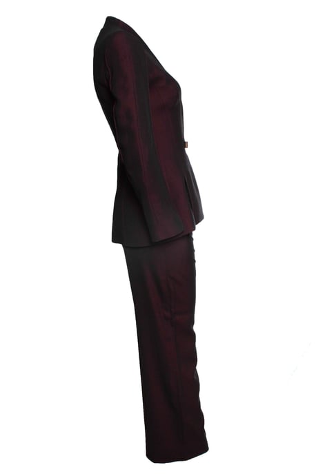Thierry Mugler Anzug aus burgunderfarbenem Mischgewebe - Image 6