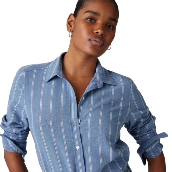 Levis Gestreiftes Langarmhemd mit Kragen für Damen in normaler Passform (Blau) - Image 4
