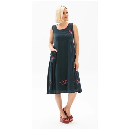 Ärmelloses Burçak Midi Sommerkleid aus Shile-Stoff Petrol - Image 3