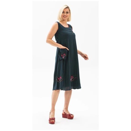 Ärmelloses Burçak Midi Sommerkleid aus Shile-Stoff Petrol - Image 4