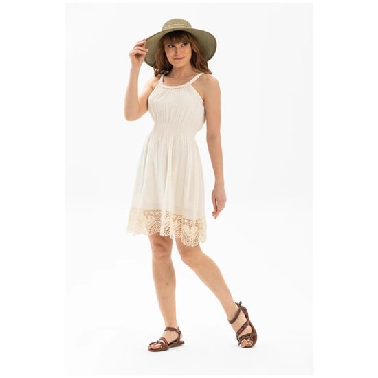 Ärmelloses Mini-Sommerkleid aus Strickstoff, Creme - Image 2
