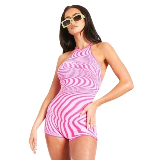 Missy Empire - Einteiler für Damen, Krawatten-Kragen, Jerseyware (Pink) - Image 2