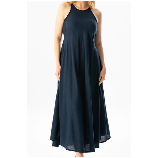 Sima Langes Sommerkleid aus Träger-Şile-Stoff, Marineblau LCVT - Image 2