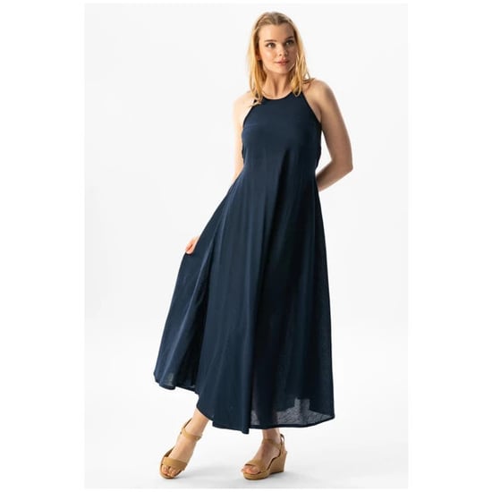 Sima Langes Sommerkleid aus Träger-Şile-Stoff, Marineblau LCVT - Image 3