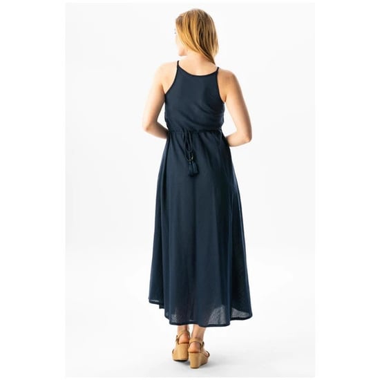 Sima Langes Sommerkleid aus Träger-Şile-Stoff, Marineblau LCVT - Image 5