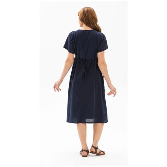 Kurzärmeliges Sommerkleid aus Shile-Stoff in Übergröße, Angel-Midi-Länge, Marineblau, LCVT - Image 5
