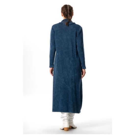Langärmliges Strickkleid mit weitem Rollkragen, Taschen, Sevda, Herbst- und Winterkleid, Indigo - Image 5