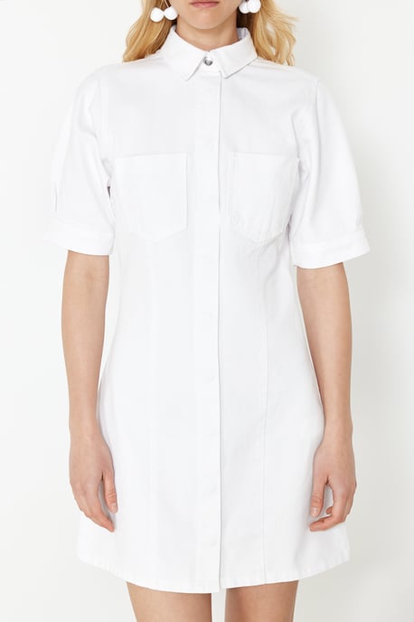 Damen Unifarbene Midi-Short Casual Regular Fit Kleider - Image 3