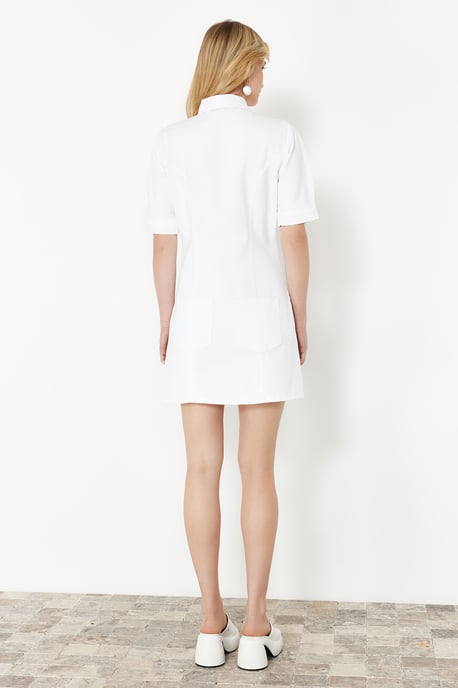 Damen Unifarbene Midi-Short Casual Regular Fit Kleider - Image 5