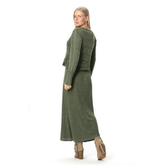 Langärmliges, authentisches Ahu-Strickkleid, Winterkleid, Khaki, HK - Image 5