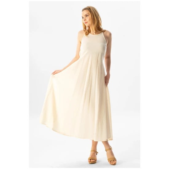 Sima Langes Sommerkleid in Creme, aus Şile-Stoff mit Trägern. - Image 4