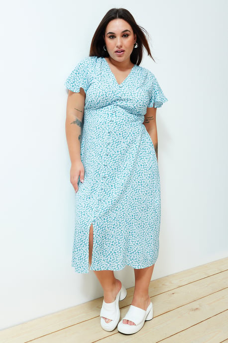 Curve Damen Sehr farbenfrohes, geblümtes Maxi-Kurzkleid, lässig/alltagstauglich, Übergröße - Image 2