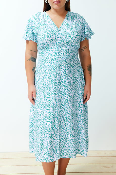 Curve Damen Sehr farbenfrohes, geblümtes Maxi-Kurzkleid, lässig/alltagstauglich, Übergröße - Image 3