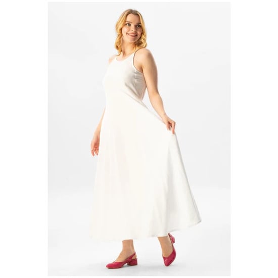 Sima Langes Sommerkleid in Weiß, aus Şile-Stoff mit Trägern. - Image 3
