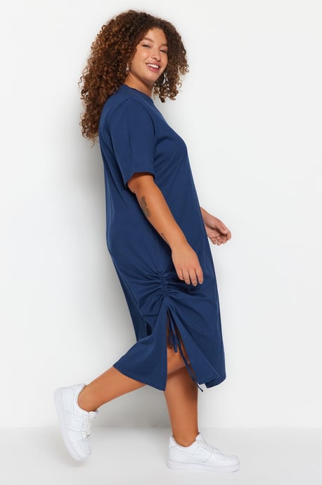 Dunkelblaue Unifarbene Midi-Shorts von Curve für Damen, lässig und bequem, in großen Größen - Image 1