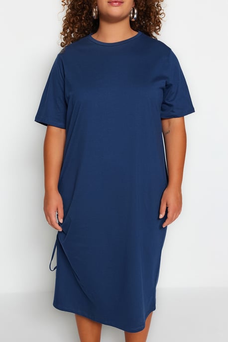 Dunkelblaue Unifarbene Midi-Shorts von Curve für Damen, lässig und bequem, in großen Größen - Image 3