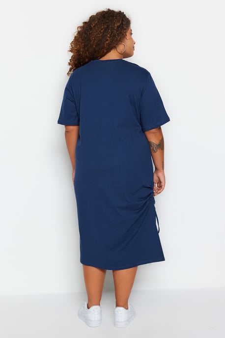 Dunkelblaue Unifarbene Midi-Shorts von Curve für Damen, lässig und bequem, in großen Größen - Image 5