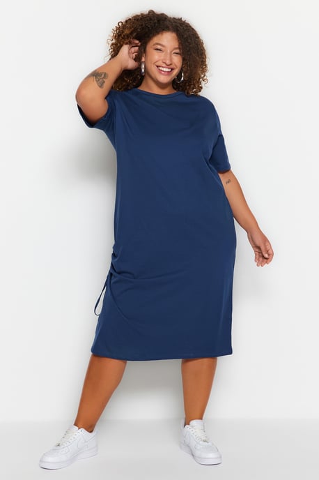 Dunkelblaue Unifarbene Midi-Shorts von Curve für Damen, lässig und bequem, in großen Größen - Image 6