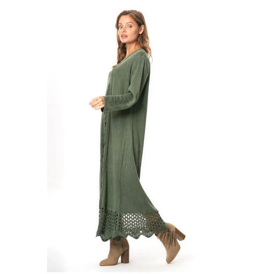 Langärmliges, khakifarbenes Strickkleid mit ethnischem Muster von Sena für Herbst und Winter (HK) - Image 3