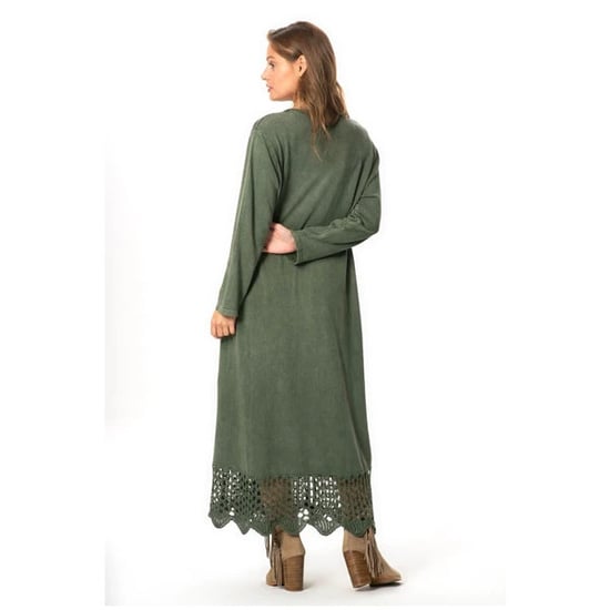Langärmliges, khakifarbenes Strickkleid mit ethnischem Muster von Sena für Herbst und Winter (HK) - Image 5