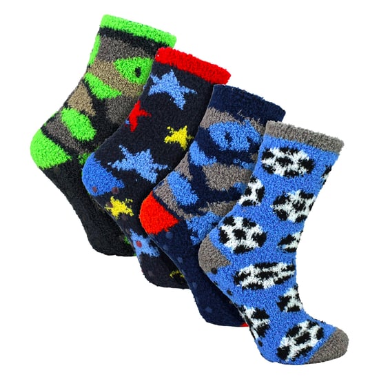 4er Pack Jungen Hausschuhsocken Warm Gemütlich Rutschfest Weich Bequem - Image 4