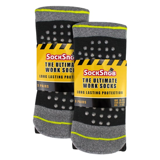 6 Paar Herren Rutschfeste Arbeitssocken | Atmungsaktive Durable Stiefelsocken mit Grips - Image 2