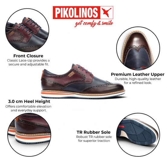 Pikolinos Herren Braune Burgundfarbene Leder-Brogue-Schnürschuhe Oxford – Avila - Image 2