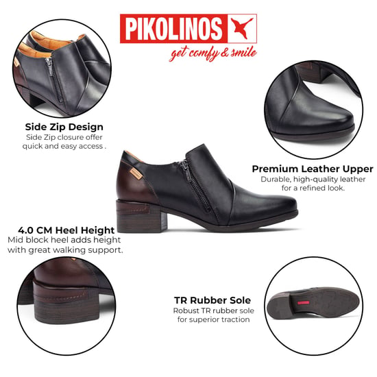 Pikolinos Schwarze Lederschuhe mit niedrigem Absatz für Damen – Malaga - Image 2