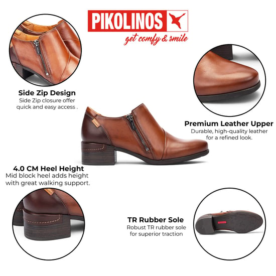 Pikolinos Damen braune Lederschuhe mit niedrigem Absatz – Malaga - Image 2