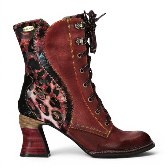 Laura Vita Goth Victorian Floral Wine Lederstiefel mit Schnürung und Absatz – Eleao-42 - Image 1