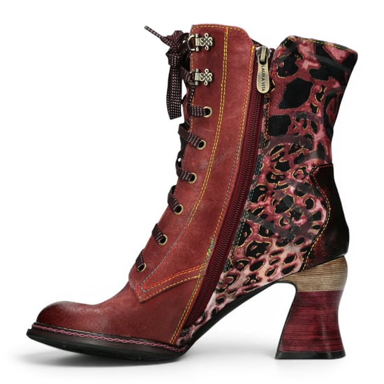 Laura Vita Goth Victorian Floral Wine Lederstiefel mit Schnürung und Absatz – Eleao-42 - Image 3