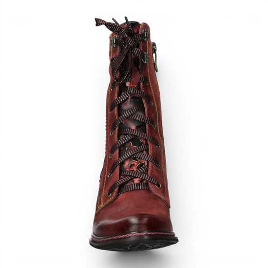 Laura Vita Goth Victorian Floral Wine Lederstiefel mit Schnürung und Absatz – Eleao-42 - Image 5